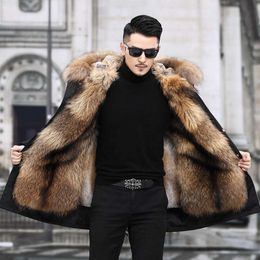 Designer hiver Style surdimensionné surmonter hommes manteau de fourrure réservoir intérieur Imitation cheveux détachable à capuche vison PSYA