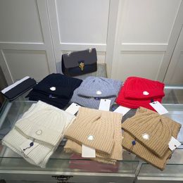 Bufanda de invierno de diseñador, gorro tejido de lana a la moda, conjunto cálido de dos piezas para hombres y mujeres, 6 colores