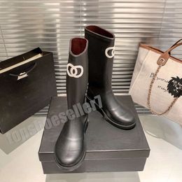 Chaussures d'hiver de créateur bottes pour femmes bottes hautes plate-forme bottes de pluie de luxe en peau de mouton semelle épaisse marque en caoutchouc imperméable noir taille EUR 35-40