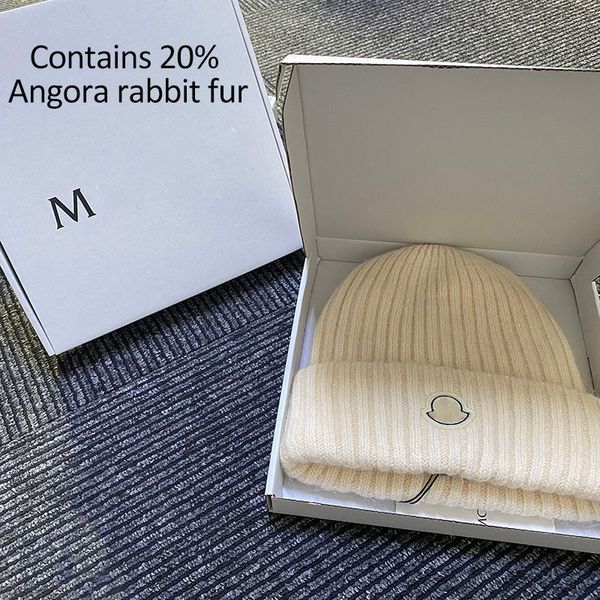 Diseñador Invierno cálido pelo de conejo de Angora sombreros de punto bien hechos para hombres y mujeres Sombrero de pelo de conejo de doble espesor Sombrero con protección para los oídos Suave y cerca de la cabeza