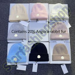 Gorro de punto de pelo de conejo de Angora cálido de invierno para hombres y mujeres de marca famosa Gorro de pelo de conejo de doble espesor Gorro con protección para los oídos informal Gorro de cabeza envuelto en arroz glutinoso suave