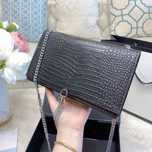 designer vrouw tas glad alligator patroon crossbody tassen ketting kwastje handtas vrouwen schoudertas portemonnee lederen cross body tas goud zilveren kettingen hoge kwaliteit