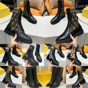 Diseñadora Mujer FF Botas de tobillo Chelsea Motocicleta Zapatillas de montar de invierno Tacón de cuero de invierno Martin Martin