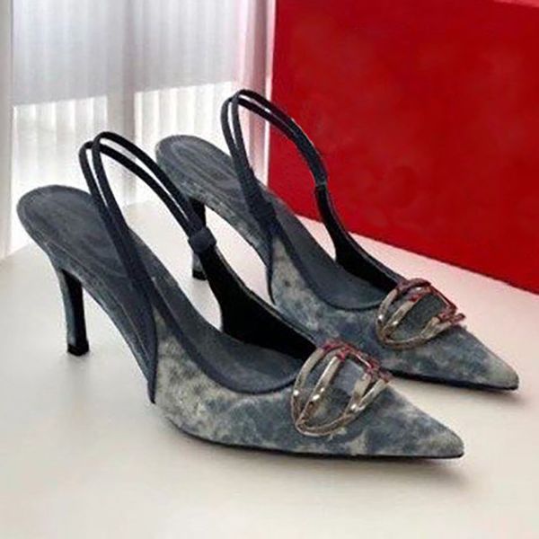 Diseñador Mujer Sandalias de tacón alto Fiesta de moda Zapatos de vestir de oficina con cordones Zapatos de corte poco profundo Sandalias Slingback Cuero de goma Tobillo de verano
