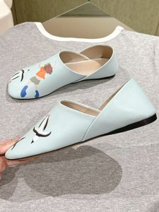 Designer Woman Loeweve schoen canvas jurk schoen bovenste vrouwen casual flats schapen lederen speelgoedschoen dhgate lederen rubber lage platform platte balletschoen met doos maat 35-41