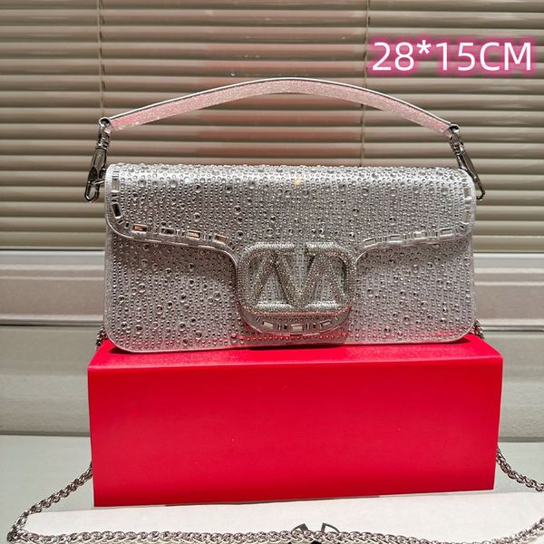 Bolsos de noche de diseñador para mujer Bolso de hombro con cadena elegante Bolso de cristal Lady Flash 9 Opciones