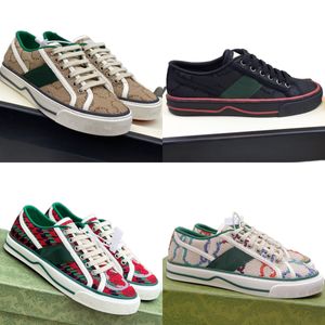 Ontwerper Dames Tennisschoenen 1977 sneaker hoge top Canvas heren canvas schoenen Groen en rood Web Streep Rubberen zool Stretch Katoen Laag platform Sneaker met doos maat 35-44