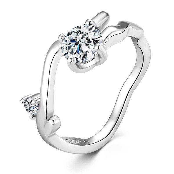 Diseñador de las mujeres 2023 nuevo día de San Valentín chino novia regalo personalidad rosa rama anillo de plata esterlina apertura anillo de diamante de simulación