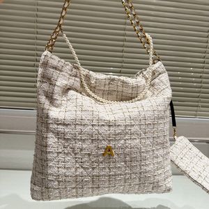 Designer Femmes 22 Hobo Qulited Tweed Shopping Sac France Marque De Luxe Perles Chaîne Cordon De Laine Mini Fourre-Tout Sac À Main Dame Grande Capacité Sacs À Bandoulière Avec Pochette