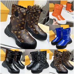 Botas de nieve de diseñador para mujer, botas de invierno gruesas, suela gruesa de goma de lujo, Botas de lluvia de lana cálidas informales