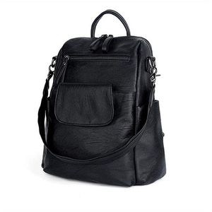 Designer-Femmes Sac à dos FashionTravel Sac PU Cuir Sacs d'école solides pour adolescentes Filles Grande capacité Casual Femmes Sacs à dos noirs 0201