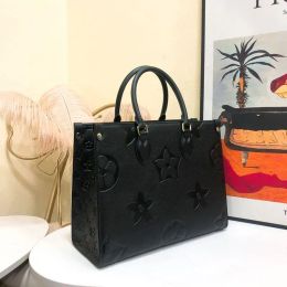 Designer vrouwen tas reliëf zwarte bloem monogrammen onthego gm mm tassen lederenhandbag tas tas schouder crossbody vrouwelijke rugzak onderweg