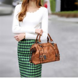 Designer-Dames Tas Vintage Schoudertas Luxe Handtassen PU Lederen Crossbody Tassen Voor Vrouwen 2019 Dames Boston Casual Tote Bolsa Feminina