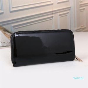 Designer - femmes sacs portefeuille en cuir breveté de haute qualité Femmes longues toile à glissière Holders de carte sac à main portefeuille portefeuille Bag 233o