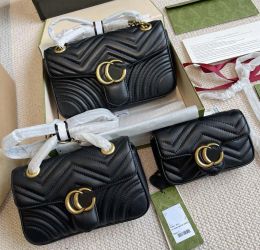 2023 Designer de luxe femmes sacs marques Marmont sacs à main portefeuille mode classique épaule sac à bandoulière en cuir véritable avec numéro de série chaîne fourre-tout embrayage sac à main