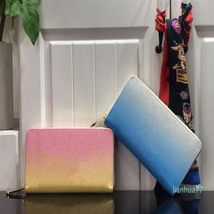 Diseñador- Bolsas para mujeres impresas billeteras largas estándar disponibles en 2 colores rosa azul290w