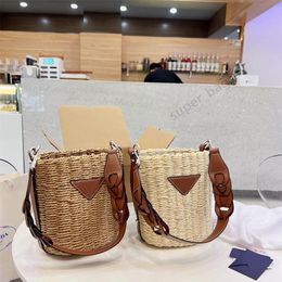 designer femmes sacs rotin paille lin sacs à main sacs à main une épaule bandoulière seau sac luxe mode fourre-tout 21cm279k