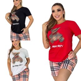 Designer Femmes Noir Rouge Blanc T-Shirt À Manches Courtes Impression Costume De Sport Décontracté Femme Jogging Costume