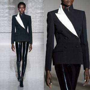 Designer damesblazer op maat gemaakt zwart wit avondfeest dames smoking slim fit jas slechts één stuk