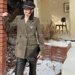 Designer Women Blazer Jacket Coat Woman Retro Style V Letters Spring Automne Nouveau Tops Sortie