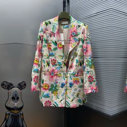 Veste blazer de styliste pour femme, lettres classiques, fleurs tropicales, nouveaux hauts publiés au printemps