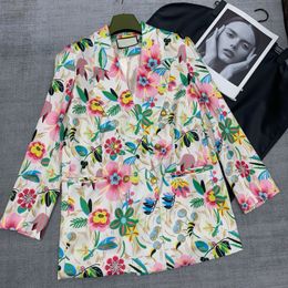 Designer Women Blazer Jacket Woman Classic Letters Tropical Flowers Spring herfst Nieuw vrijgegeven tops