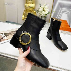 Designer Women Blondie Ankle Boots Fashion Double G Heel Booties Sexy Luxury Leather Winter Mid-Heel Platform Boot Woman ASDWFD