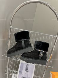 Diseñador Mujer Bota Aspen Plataforma Tobillo Bota Invierno Nieve Botines esponjosos Moda Piel De Becerro Botas De Piel Zapatos De Lujo Forro De Piel De Oveja Calidez Y Suavidad