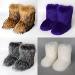 Designer Women Boot Winter Boots Fuzzy Furry Shoes Fluffy Fur Snow Plush Lining Rubber Flat Dames Outdoor Warm Ladies Footwear Australia Bootie 23 S 83 IE