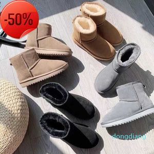 Botas de diseñador para mujer, botas con plataforma Ultra Mini, zapatillas de piel, zapatilla de piel de oveja de ante, lana de invierno australiana