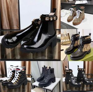 Designer Women Boots Ankle Martin Bootplatform Chunky schoenen Diamant lederen schoenwoestijnen Winter Outdoor Booties