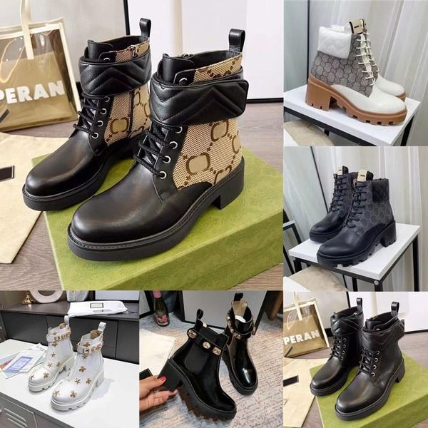 Designer Femmes Bottes Diamant Véritable Bottines En Cuir Star Chaussures Plate-Forme Chunky GHeel Martin Boot Deserts Hiver En Plein Air Lady Boucle Chaussure 35-41 10A666