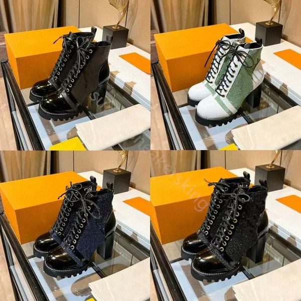 Designer Femmes Bottes Mode talons hauts Martin bottes en cuir véritable fermeture à glissière Boot Box taille 35-41 O3H4 #