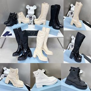 Designer femmes bottes Monolith brillant chaussures de Combat nylon Hailf extérieur fond épais mi-longueur longue botte 35-40
