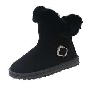 Designer dameslaarzen Sneeuwlaarzen Drievoudig Zwart grijs Klassiek Bontzacht Platte laarsjes Dames Dameslaarsjes Winter Warm Antislip ronde laarzen