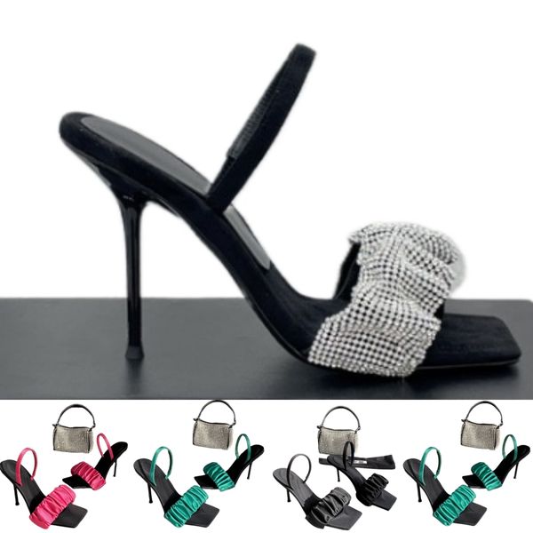Designer-Frauen-Fliege-Sandale, hochwertige Diamant-Frauen-Stilettos-Folien, Kalbsleder, schmale Schuhe, gesteppt, Sommer-Strand-Abendschuhe mit Boxgröße 35-41
