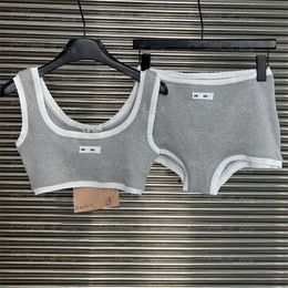 Designer Vrouwen Bh Slip Set Luxe Contrast Kleur Draadvrij Ondergoed Sexy Sportieve Yoga Gym Cropped Singlet Tank Tops Lingerie