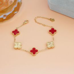 Diseñador Mujeres Braceletas Clover para cuatro hojas de joyería Luxury 4 Silver Gold Gold Woman Cadenas de flores de langosta Sterling 2024