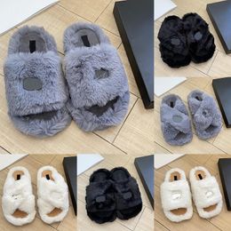 Designer Dames Merk Bont Sandalen Slippers Klassieke wol Pluche Vrouw Mode Pluizige Pantofoffle Bont Slippers Harige Merk Schoenen Winter Warme Comfortabele Slippers 34-40