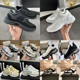 Designer Dames Kalfsleer Schoenen Vintage Trainers Reflecterende Sneakers Mode Lederen Platform Vetersluiting Vrijetijdsschoenen Casual schoenen