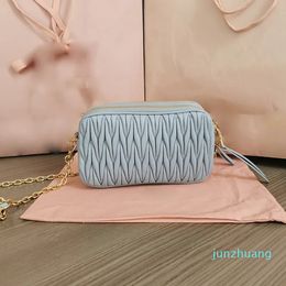 Designer -Vrouwen Cameratas Luxe Crossbody Tassen Roze Blauw Lamsleer Ritsen Portemonnee Mode Dame Feest Trouwjurk Tassen