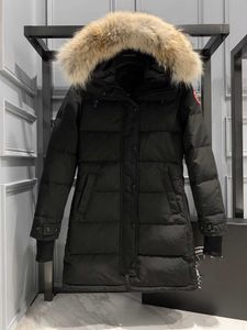 FashionDesigner Mujeres Versión de longitud media Puffer Down Chaqueta canadiense para mujer Parkas de invierno Abrigos gruesos y cálidos A prueba de viento Gooseses Streetwear