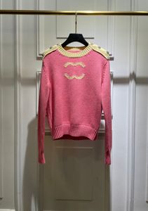 Designer Women Cardigan S Pullers Designers européens Designers Contraste Pink Cashmere Sweater