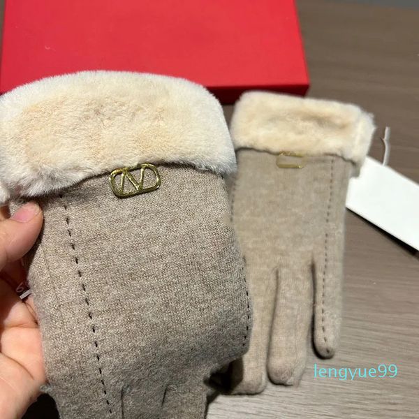 Guante de Cachemira de diseñador para mujer, guantes rosas, guantes de cuero de invierno para mujer, manopla para mujer con caja, sombrero, accesorios para bufandas