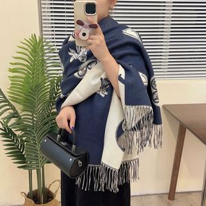Bufandas de Cachemira de diseñador para mujer, bufanda con letras impresas, envolturas cálidas de tacto suave con etiquetas, chales largos de otoño e invierno