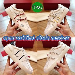 Designer Women Casual Shoe Men Open Untitled Studs Sneaker Womens Luxury Be My Red Studs Black Heel Silver White Pink Band Ruthenium Leather Shoe Baskets métalliques