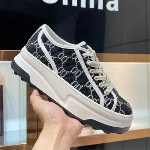 Designer Women Casual Shoes Italië High Top Letter Hoogwaardige Sneaker Beige Ebony Canvas Tennis Shoe Luxury Fabric Trims