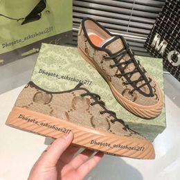 Designer Women Casual Shoes Italië Laag uitgesneden 1977 Hoge topbrief Hoogwaardige GGIIES SCHOON SNEAKER BEIGE EBONY CANVAS TENNISSSCHOEND LUXE SHOED Luxe Fabric Trims 35-45 NIEUW