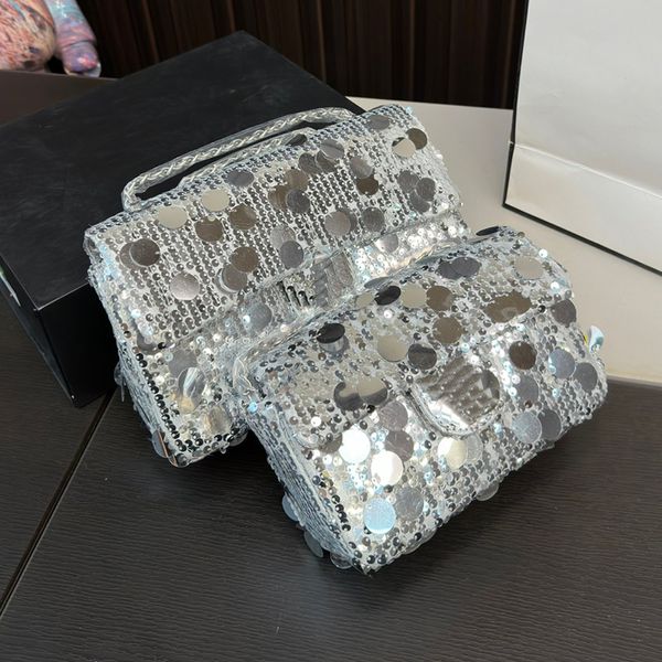 Designer Femmes CF Paillettes Glitter Brillant Sac À Bandoulière France Marque De Luxe Paillettes Conception De Broderie Bandoulière Flap Pochette Sacs Lady Chaîne Sangle Soirée Sac À Main