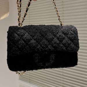 Diseñador Mujer CF Tweed acolchado Mini Crossbody Bag Francia París Marca de lujo C Houndstooth Woolen Flap Bolsos de hombro Lady Cross Body Chain Correa Mensajero Bolso